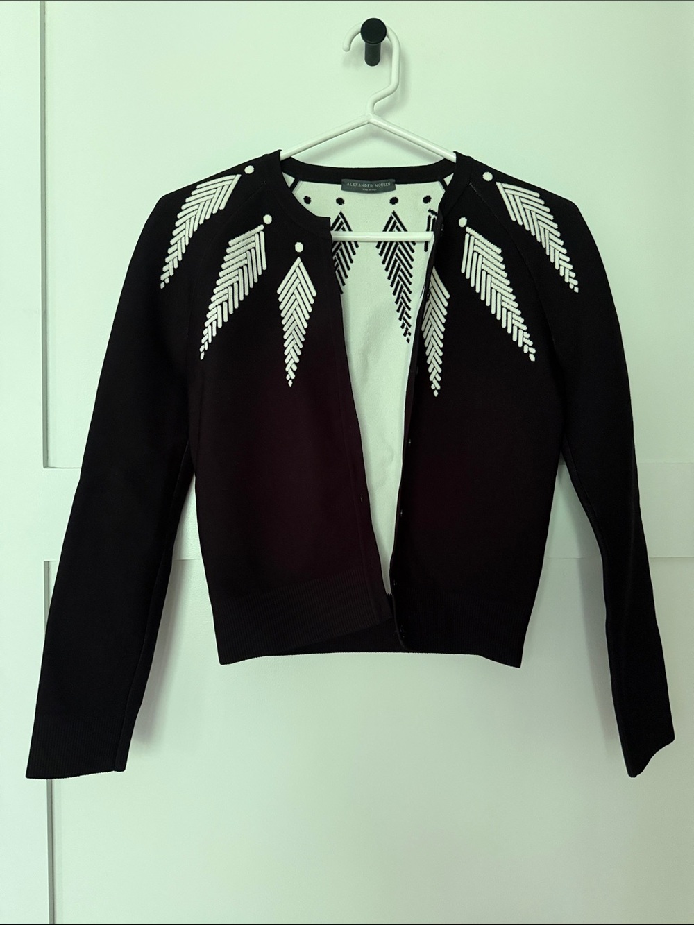 Alexander McQueen Black and White Patterned Knit Top